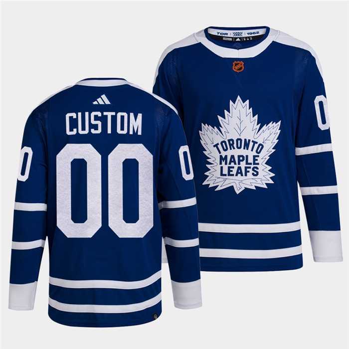 Men%27s Toronto Maple Leafs Black Custom Blue 2022 Reverse Retro Stitched Jersey